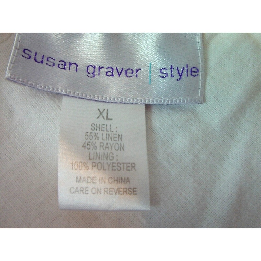 Susan Graver Women's XL Style‎ White Linen Blend Floral Embroidered Midi - Picture 3 of 9